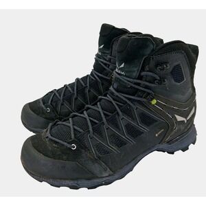 Salewa MTN Trainer Lite Mid GTX Hiking Boots Mens Size 9.5 Black Gore-Tex 61359